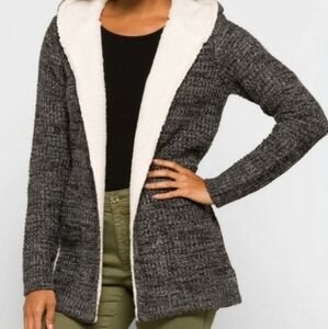 Women's Gray Hooded Cardigan Sweater